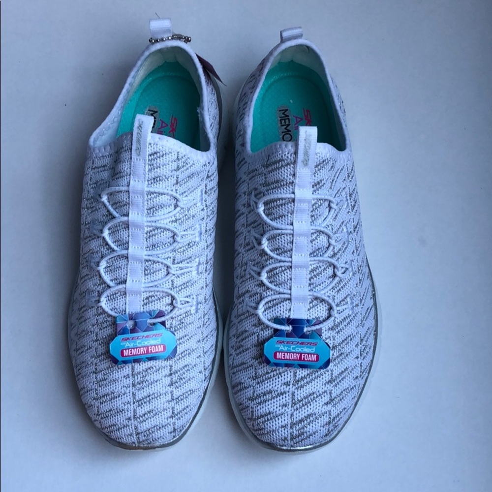 Skechers white & silver sneakers Brand new
